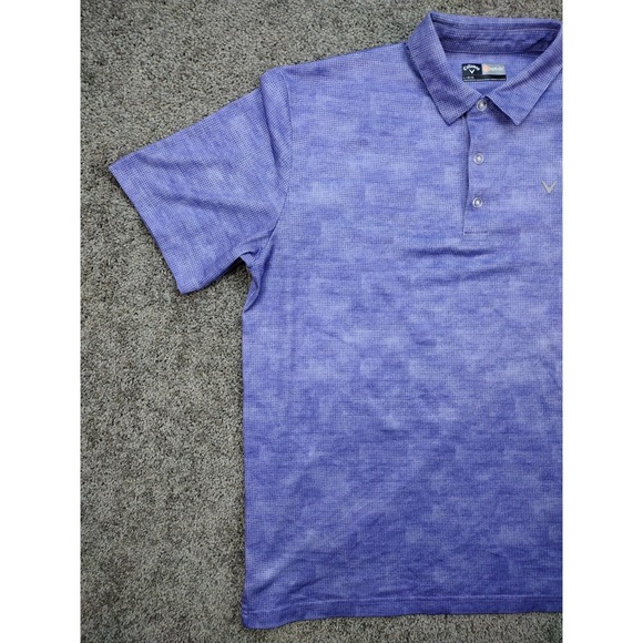 Callaway Polo Shirt Mens Size L Purple Striped Opti Dri Fit Golf Short Sleeve - Picture 3 of 11